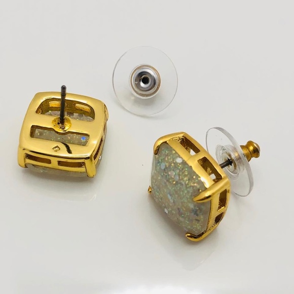 NEW Kate Spade Opal Iridescent 1/2” Glitter Stud Earrings - Picture 3 of 5